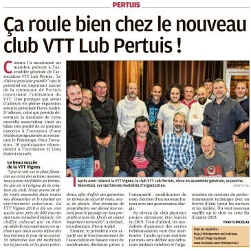 Ça roule bien chez le nouveau club VTT LUB Pertuis !