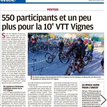 La Provence – 550 participants et un peu plus pour la 10e VTT Vignes