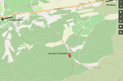 Plan de situation de la compétition de tir à l'arc qui se déroulera dimanche 5 ami 2024 au lieu-dit La Pinette sur la commune de la Tour d'Aigues